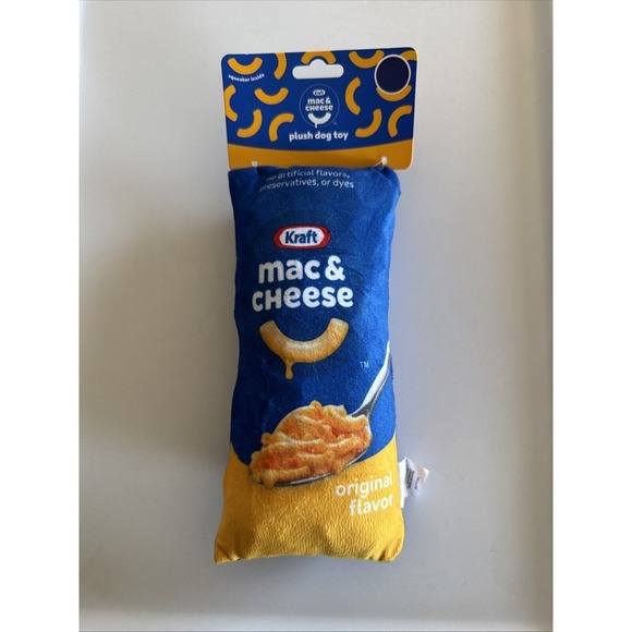 KRAFT MAC & CHEESE SQUEAKY DOG TOY, Plush New With Tag - Picture 1 of 2